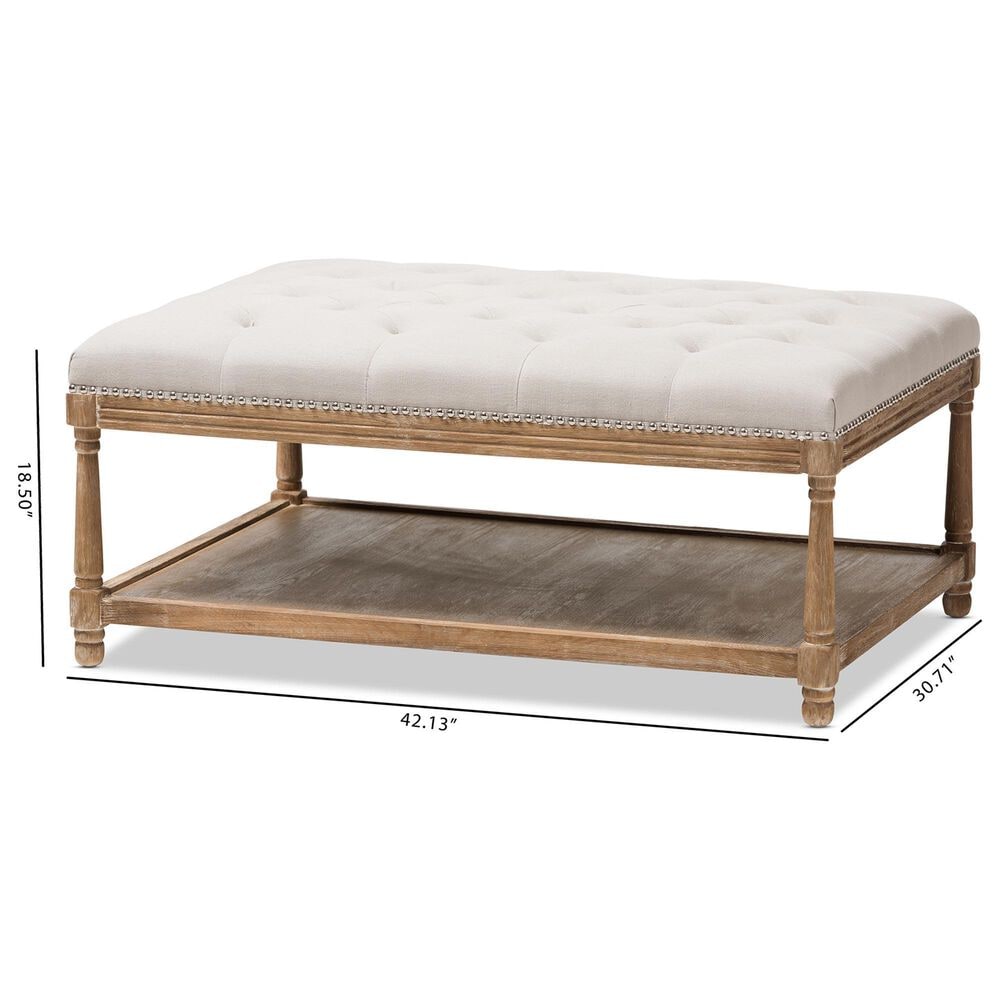 Baxton Studio Carlotta Rectangle Ottoman in Beige, , large