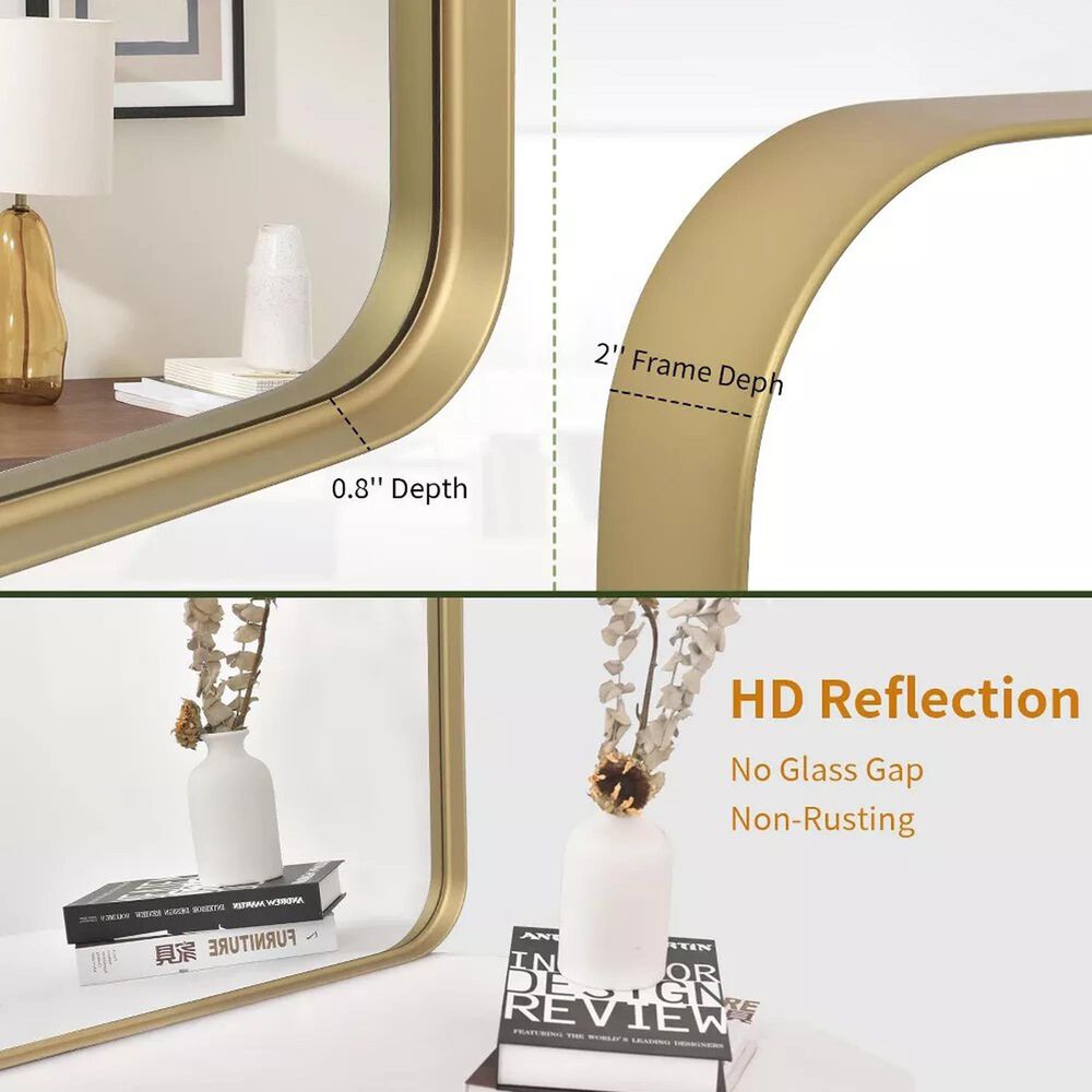 HOMLUX 40" x 30" Rectangular Decorative Wall Mirror in Gold, , large