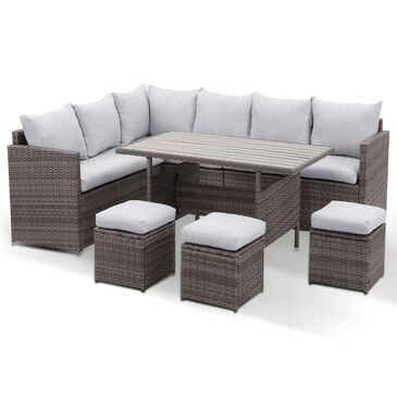Hearth and Haven 7-Piece Outdoor Dining Set with Grey Cushion in Brown, , large