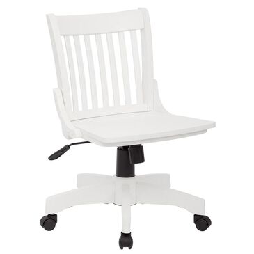 OSP Home Deluxe Armless Wood Bankers Chair with Wood Seat in White Finish, , large