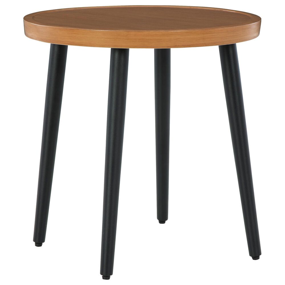 Ashley Horizon Hall Patio Round End Table in Brown and Black, , large