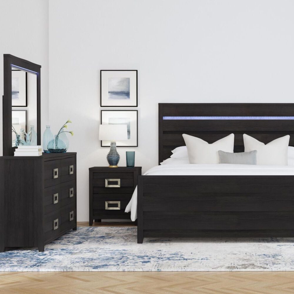 Mayberry Hill Tobias 6-Drawer Dresser and Mirror in Black, , large