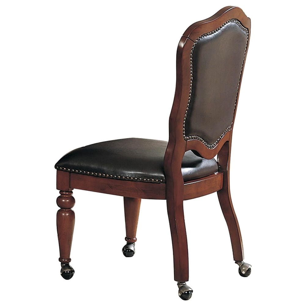 GAME TABLE AND 4 CHAIRS Bellagio 5-Piece Round Game Table Set in Distressed Brown Cherry, , large