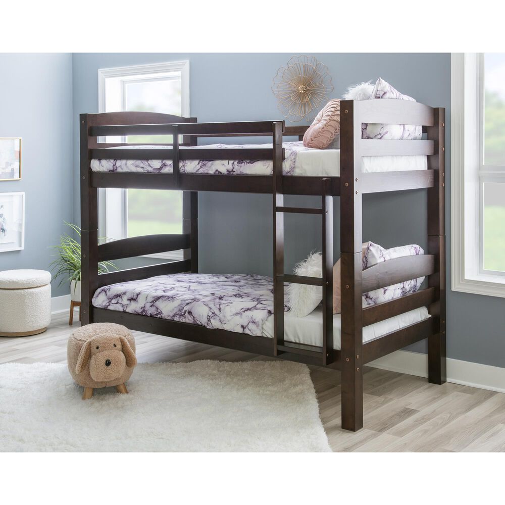Linon Home Decor Levi Twin Over Twin Bunk Bed in Espresso, , large