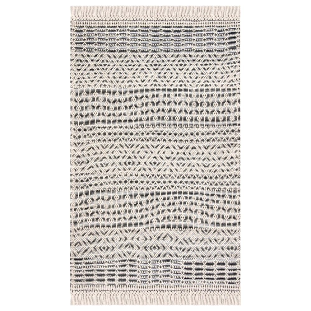 Safavieh Natura NAT852N 4" x 6" Ivory and Navy Area Rug, , large