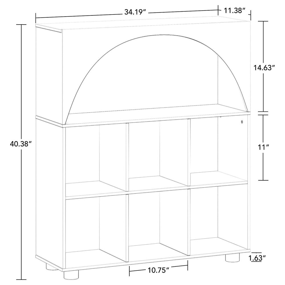 RiverRidge Home Kids Curve Appeal 35" 6-Cubby Bookcase in White, , large