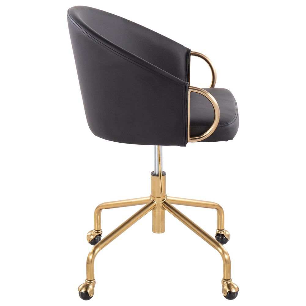 Lumisource Claire Task Chair with Black Cushion in Gold, , large