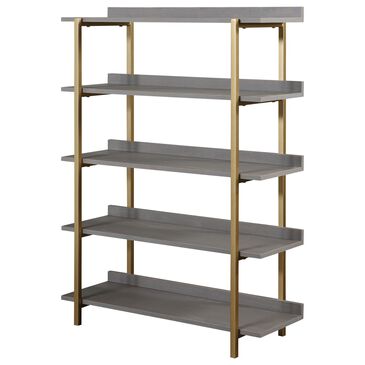 Furniture of America Mcintosh 5-Tier Display Shelf in Antique Gray/Gold, , large