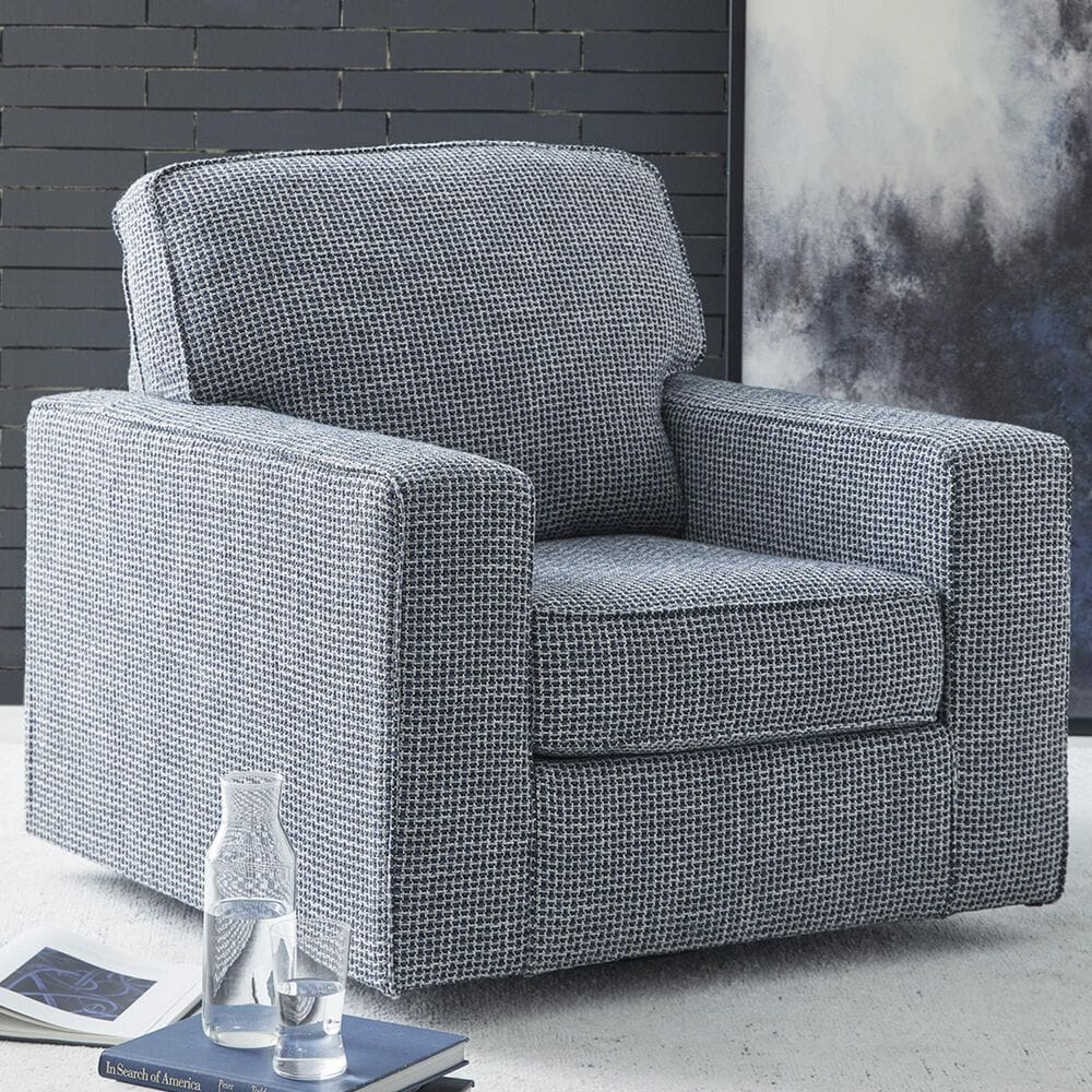 Ashley Olwenburg Swivel Accent Chair in Denim, , large