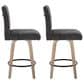 LumiSource Hank Swivel Counter Stool with Black Fabric Upholstery in Whitewashed and Black (Set of 2), , large