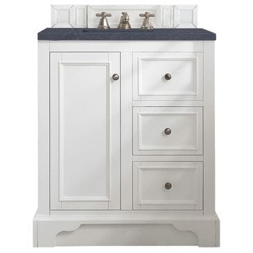 James Martin Vanities De Soto 30" Single Bathroom Vanity in Bright White with 3 cm Charcoal Soapstone Quartz Top and Rectangular Sink, , large