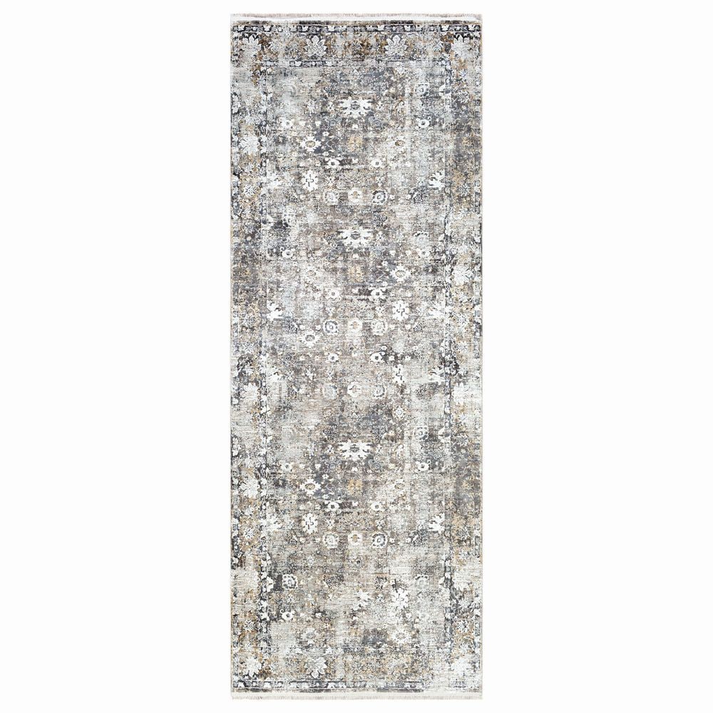 Surya Solar 3" x 8" Black, Gray, Charcoal, Saffron and White Runner, , large