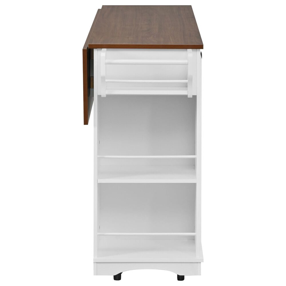 HOMLUX 54" Mobile Kitchen Island with Glass Door Storage in Walnut and White, , large