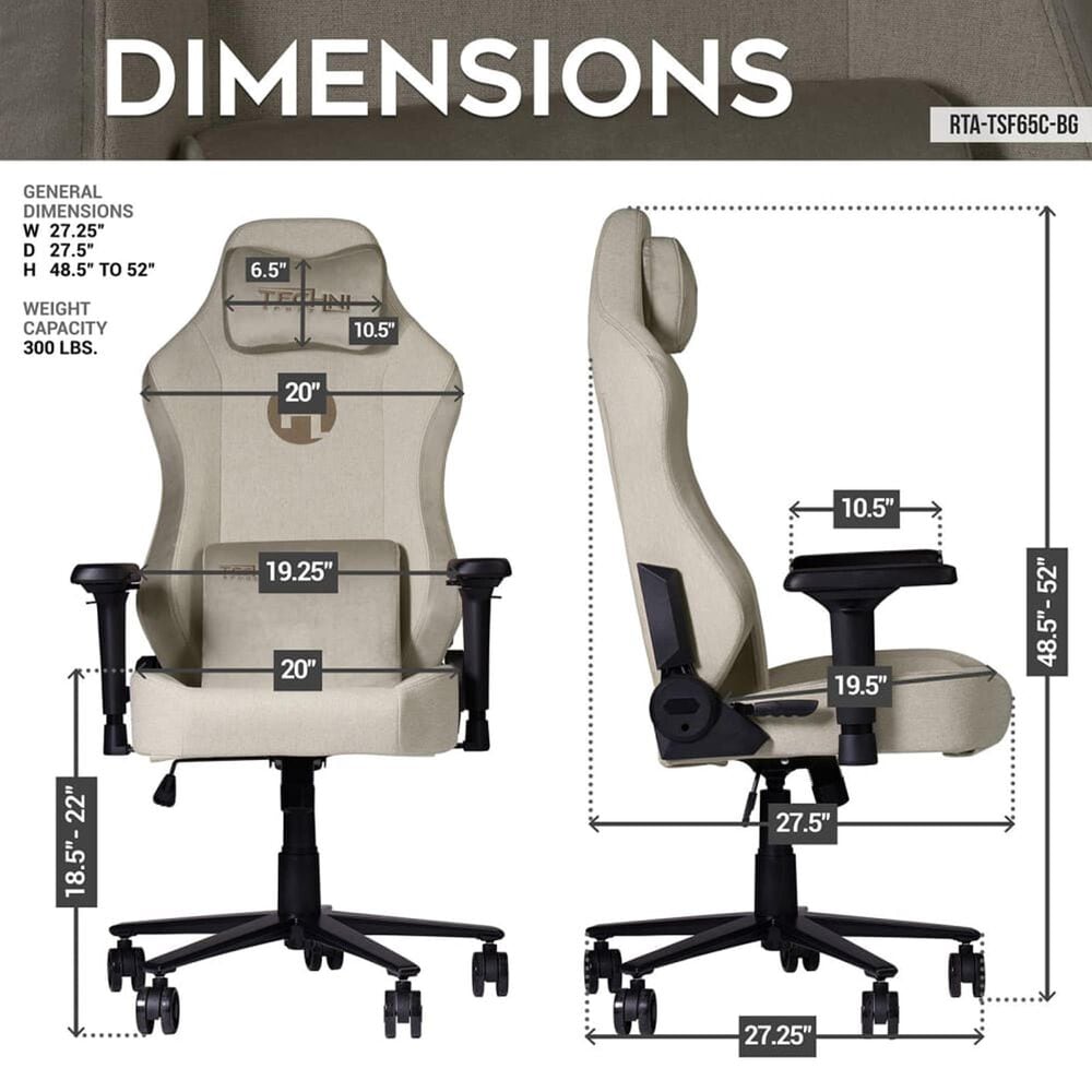 Techni Sport Orion Gaming Chair in Beige, , large