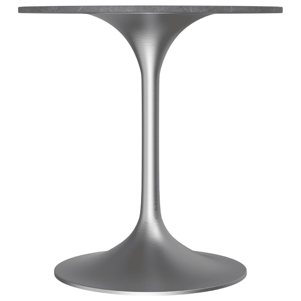 Leisuremod LeisureMod Verve Collection 27 Round Dining Table, Brushed Chrome Base with Sintered Stone Grey Top, , large