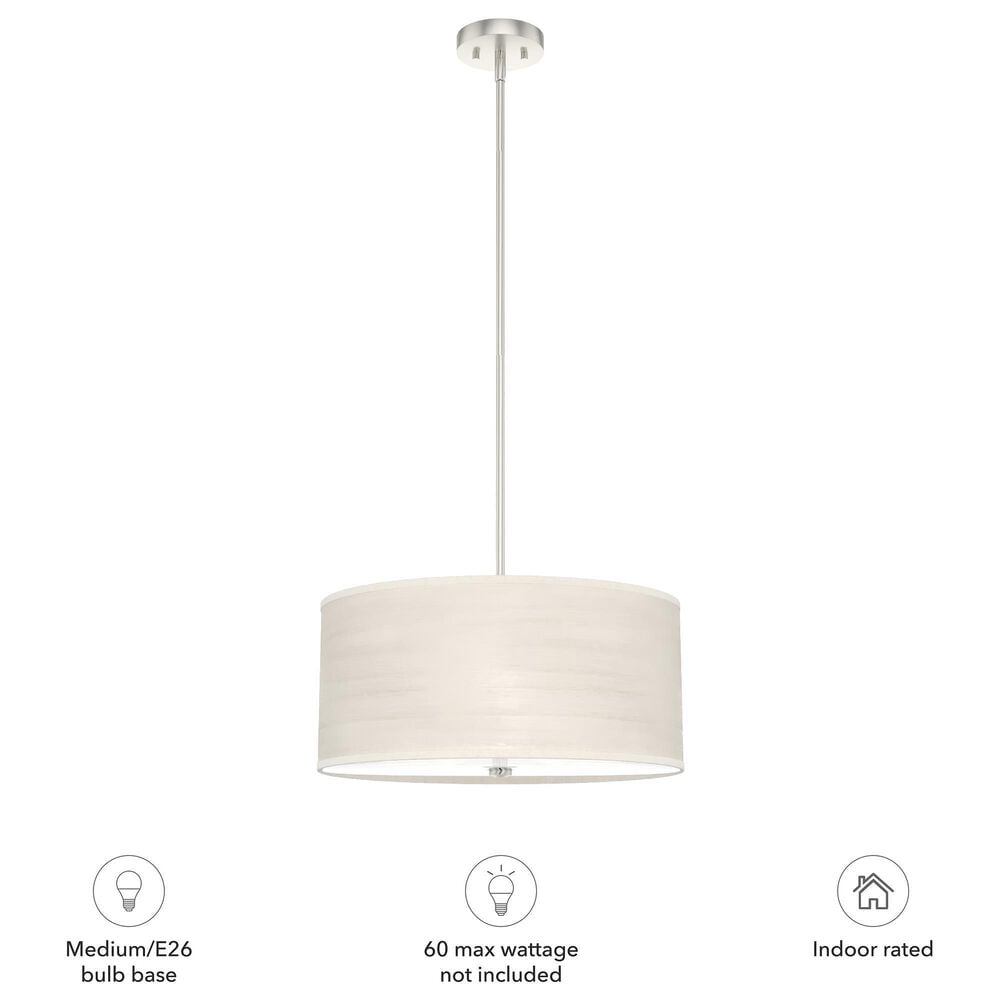 Hunter Solhaven 3-Light Mini Pendant with Bleached Alder Shade in Brushed Nickel, , large