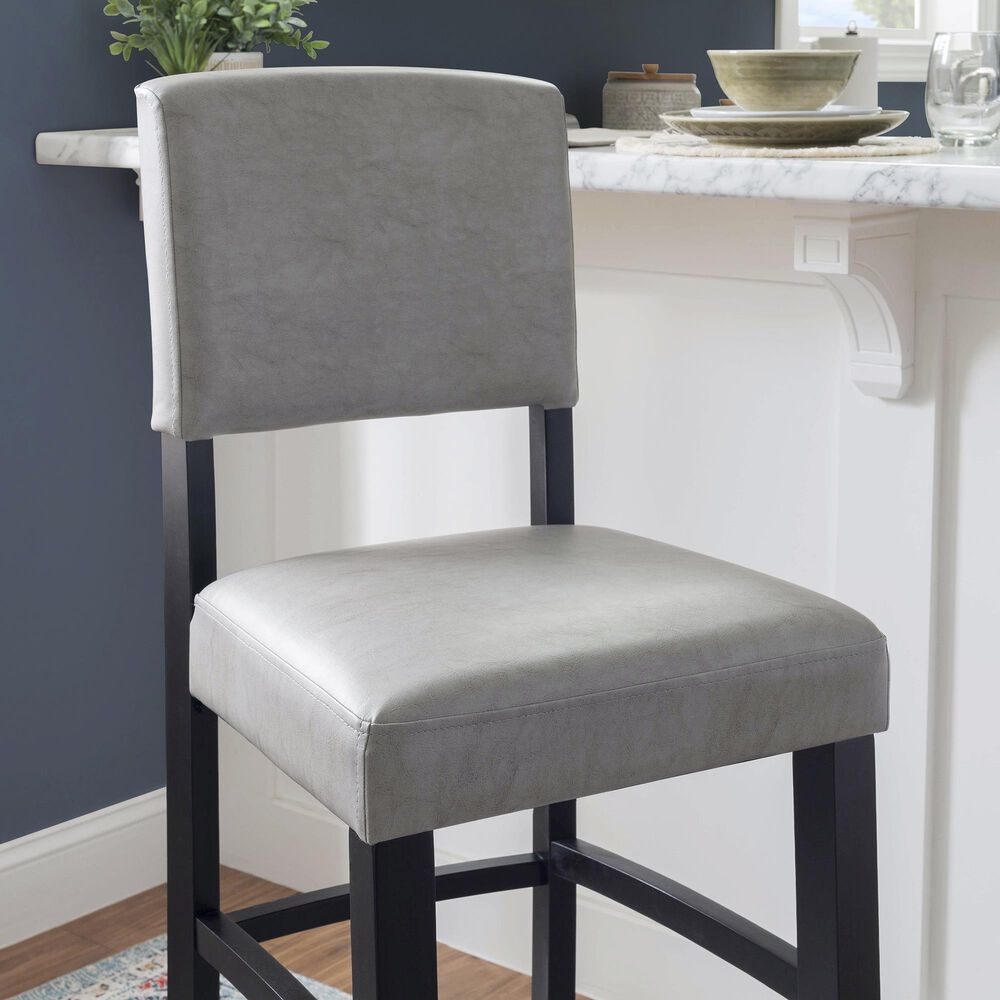 Linon Home Decor Monaco Bar Stool with Dove Gray Cushion in Black, , large
