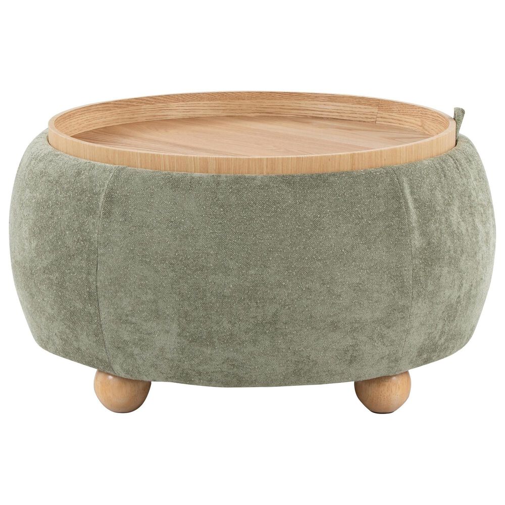 Lumisource Tray Storage Pouf with Leg in Green, , large