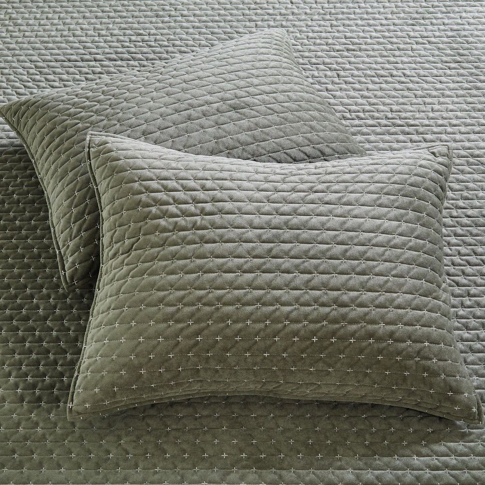Levtex Velvet Stitch 3-Piece Full/Queen Quilt Set in Green, , large