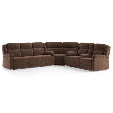 American Wholesale Furniture Tompkins 3-Piece Manual Reclining Curved Sectional in Chocolate, , large
