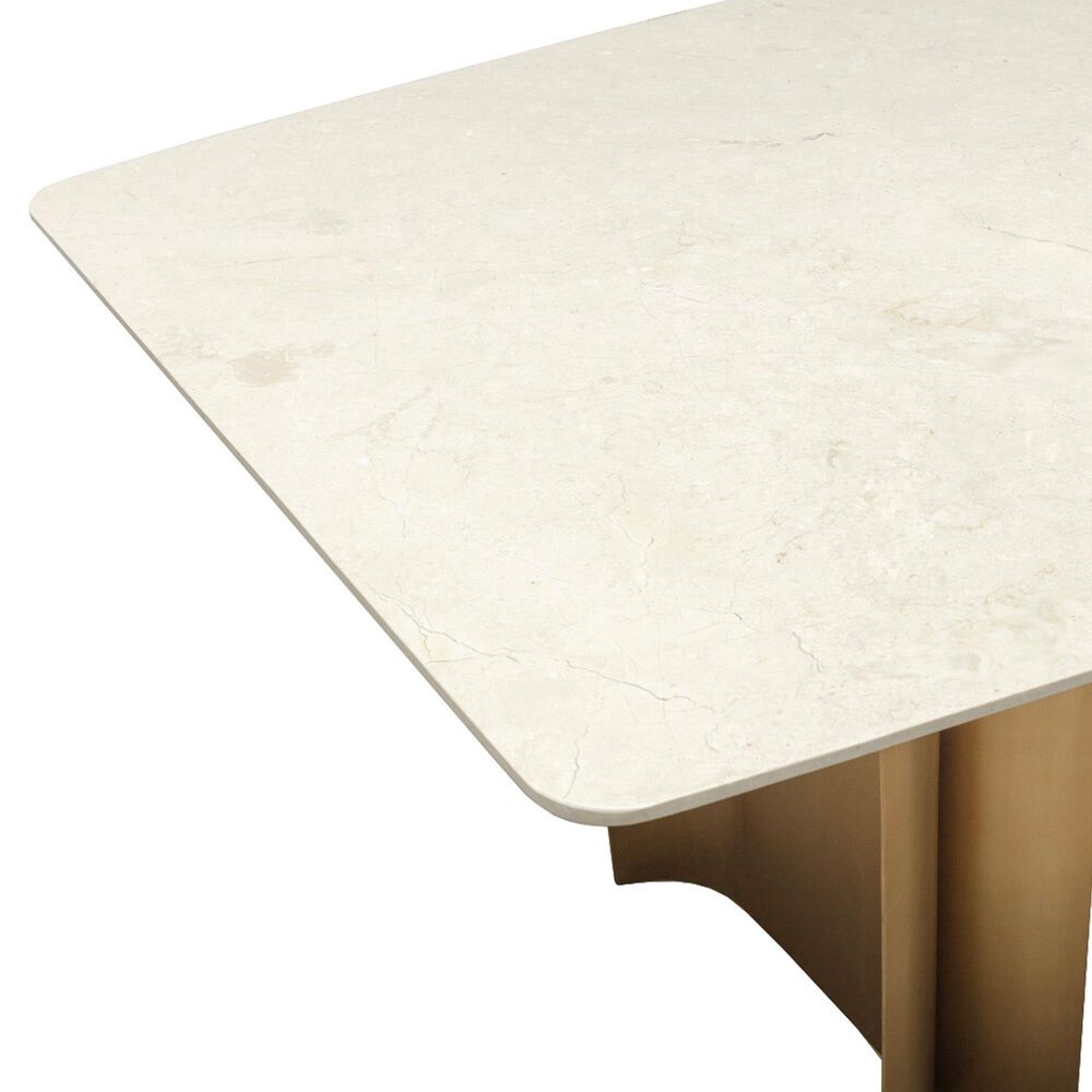 Club Collection By Sunpan Astara Dining Table in Cream and Antique Brass - Table Only, , large