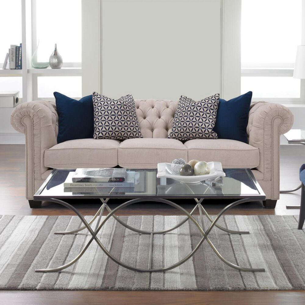 Decor-Rest Furniture 89&quot; Stationary Sofa in Abriana Sand, , large