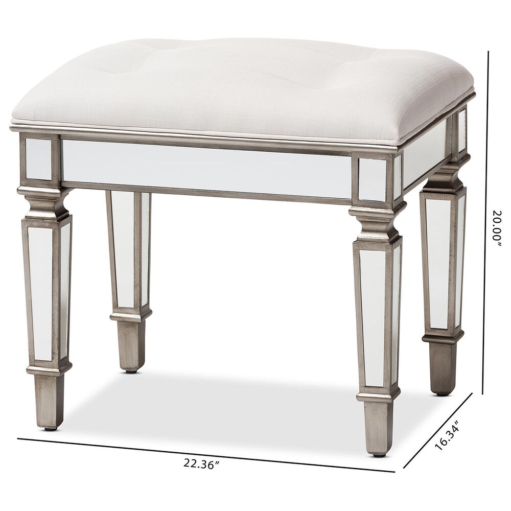 Baxton Studio Marielle Ottoman in Off-White, , large