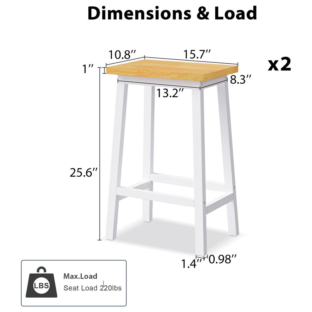 HOMLUX 25.6" Counter Stool in Light Brown and White (Set of 2), , large