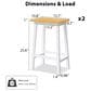 HOMLUX 25.6" Counter Stool in Light Brown and White (Set of 2), , large