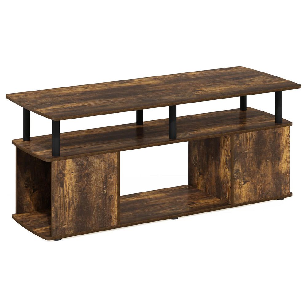 HOMLUX 47.2" Utility Design TV Stand with Open Storage Bookshelf in Amber Pine and Black, , large