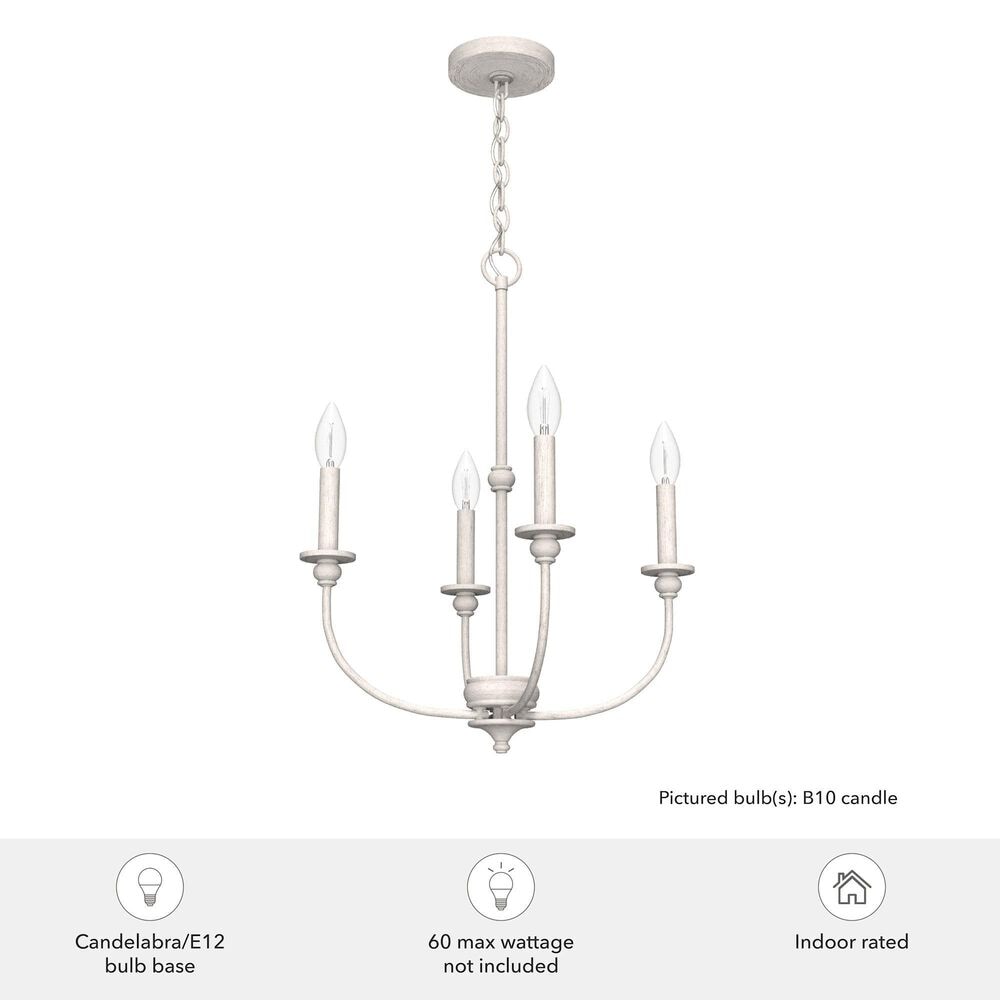 Hunter Southcrest 18&quot; 4-Light Chandelier in Distressed White, , large