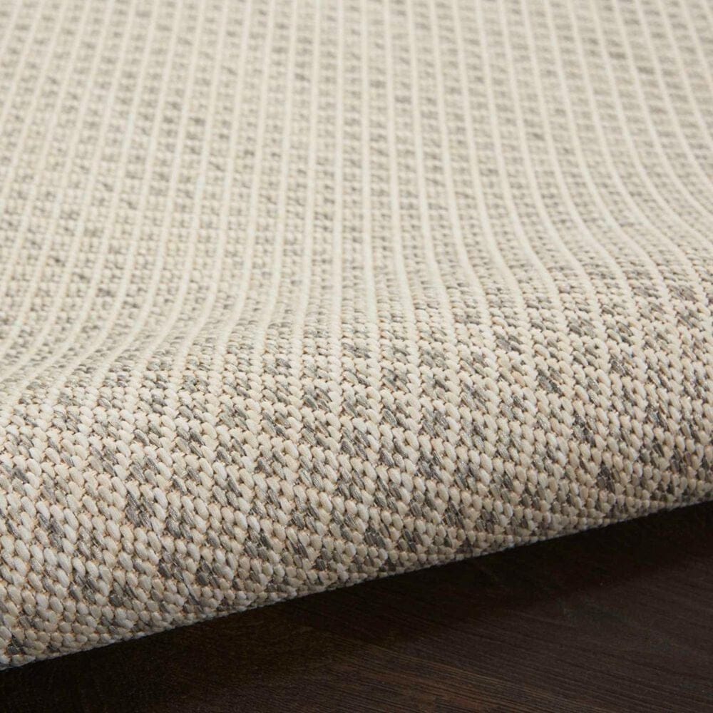 Nourison Courtyard Ivory and Silver 10&#39; x 14&#39; Indoor/Outdoor Area Rug, , large