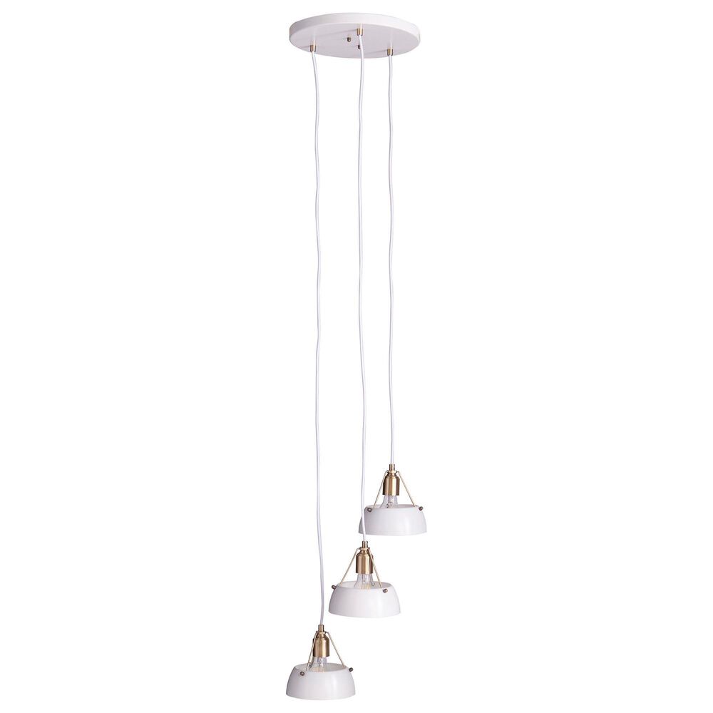 Southern Enterprises Renmarco 3-Light Cluster Pendant in Antique Brass and White, , large