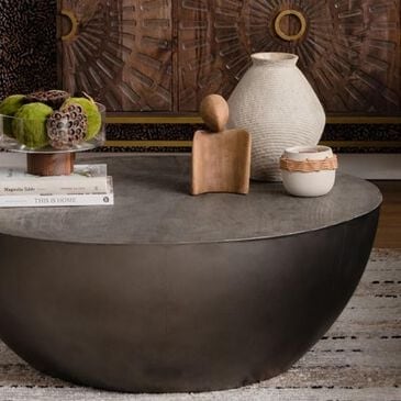 Crestview Collection Bengal Manor Drum Cocktail Table in Pewter, , large