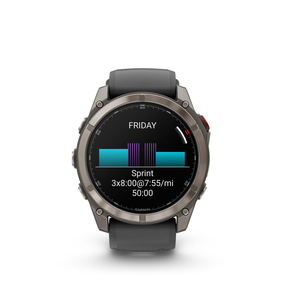 Garmin Fenix 8 Pro Sapphire AMOLED Smartwatch 51mm Titanium Case with Graphite Black Silicone Band, , large