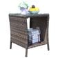 Hearth and Haven Wicker Patio Coffee Table with Clear Tempered Glass Top in Brown, , large
