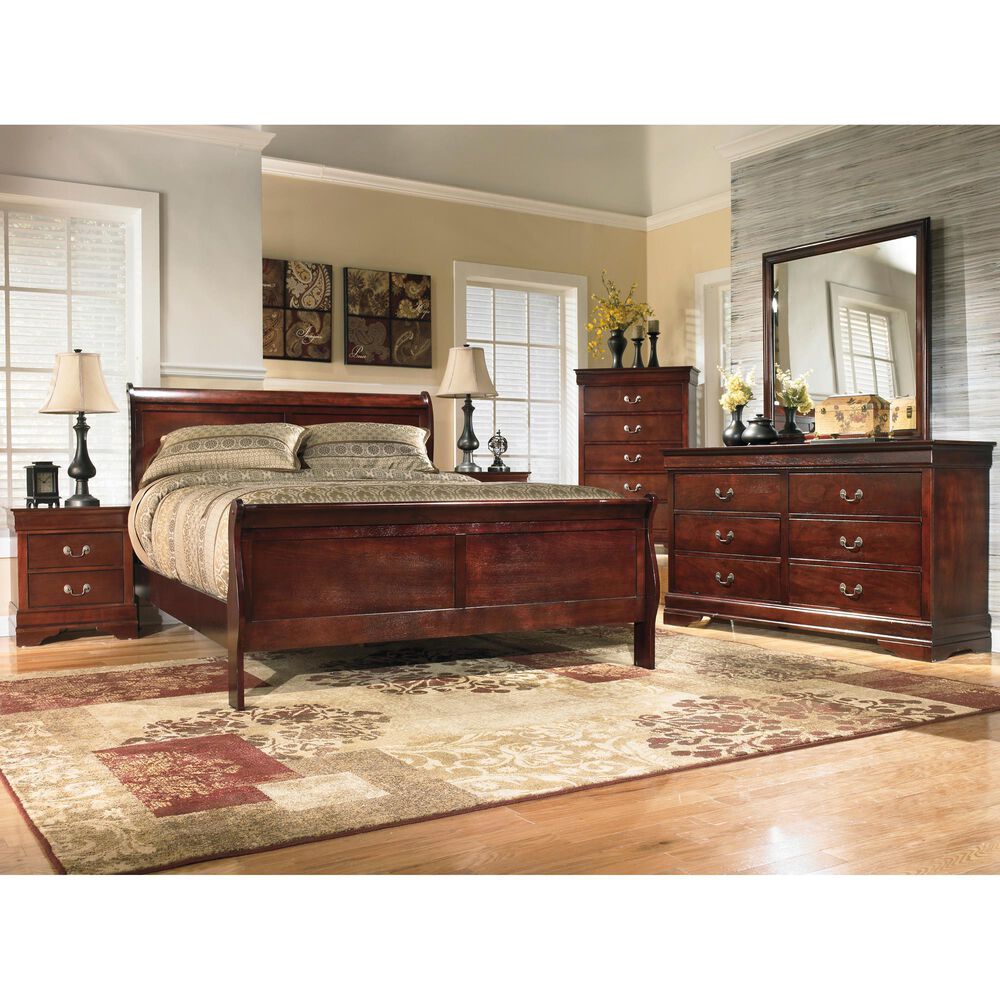 Ashley Alisdair Queen Sleigh Bed in Dark Brown, , large