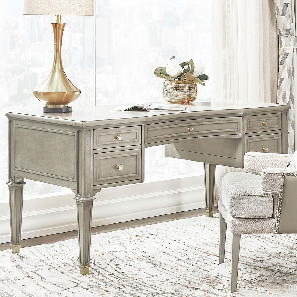 Hearth and Haven Dauphin Executive Desk in Grey and Gold, , large