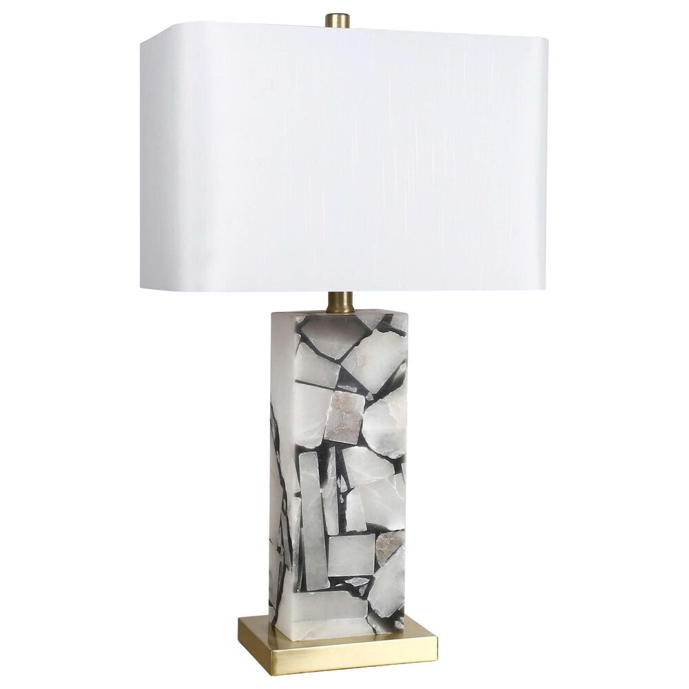 Classy Art Wholesalers Alabaster Mosaic Table Lamp in Stone and Gold, , large
