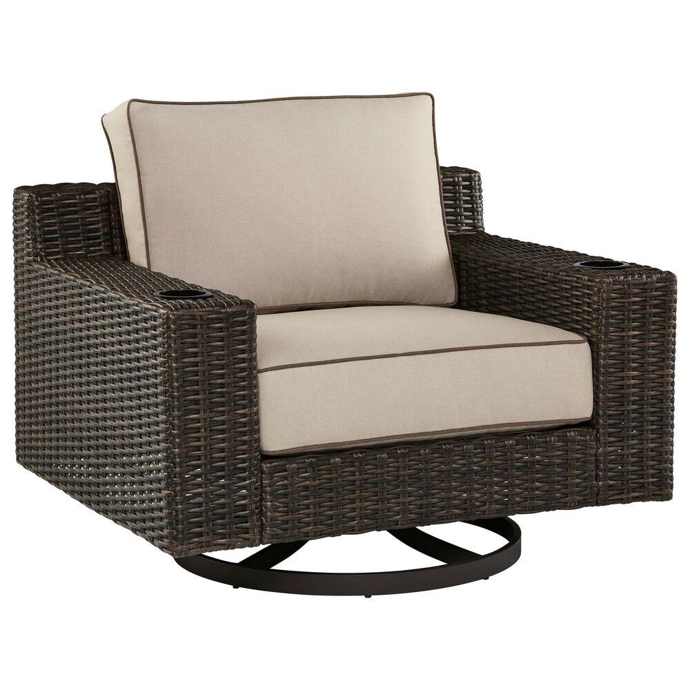 Coastline Bay Outdoor Swivel Lounge Chair with Cushion - Brown