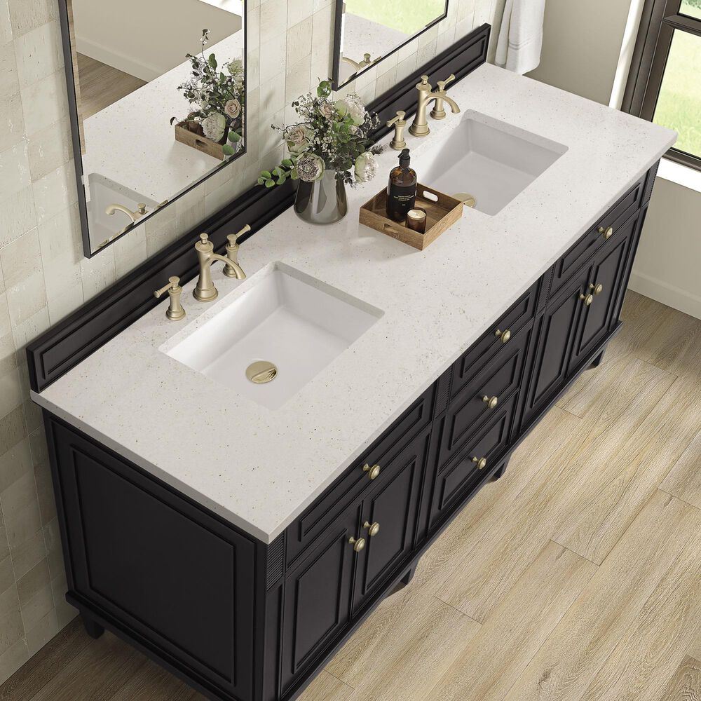 James Martin Vanities Lorelai 72&quot; Double Vanity in Black Onyx with 3 cm Lime Delight Quartz Top, , large