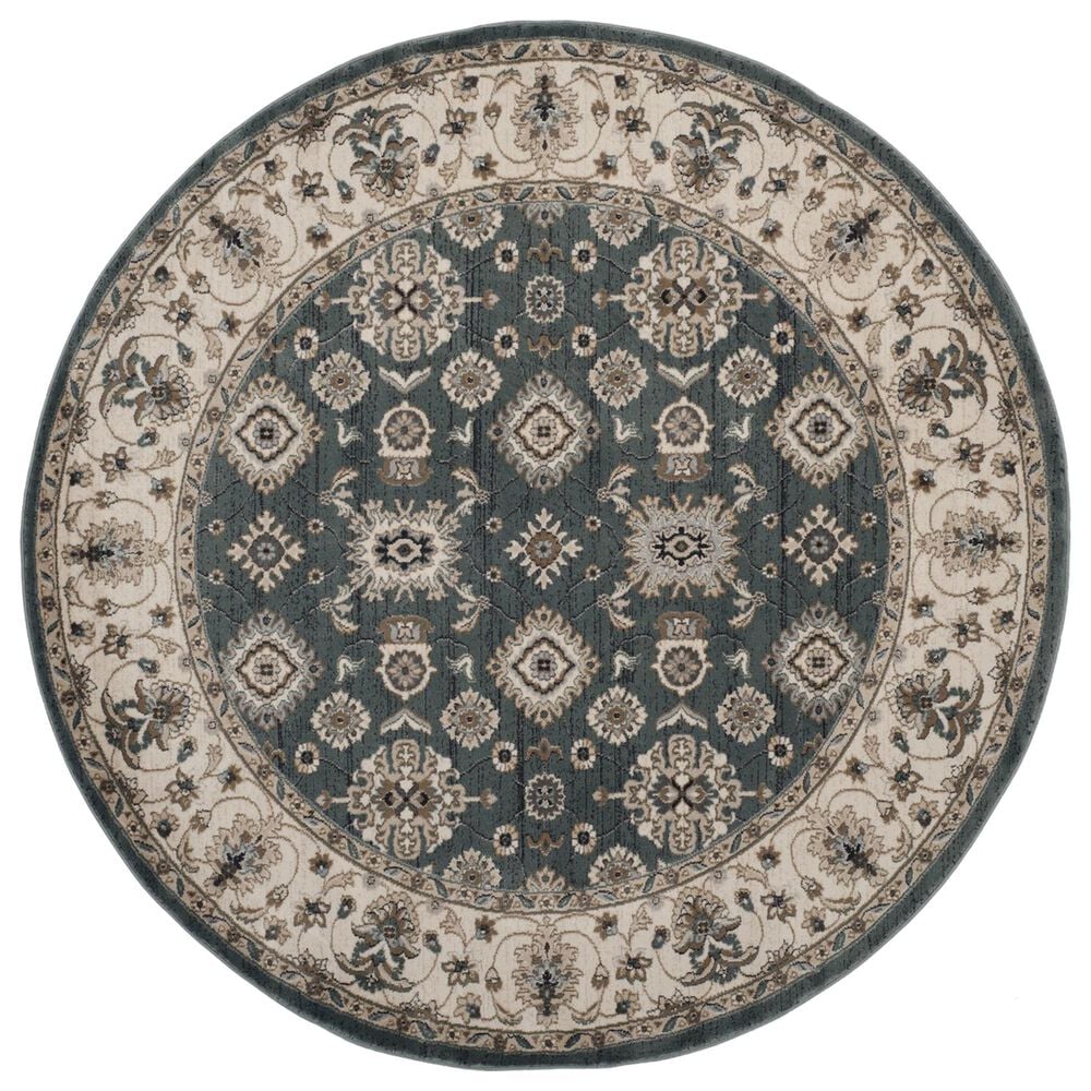 Safavieh Lyndhurst 7" Round Teal and Cream Area Rug, , large