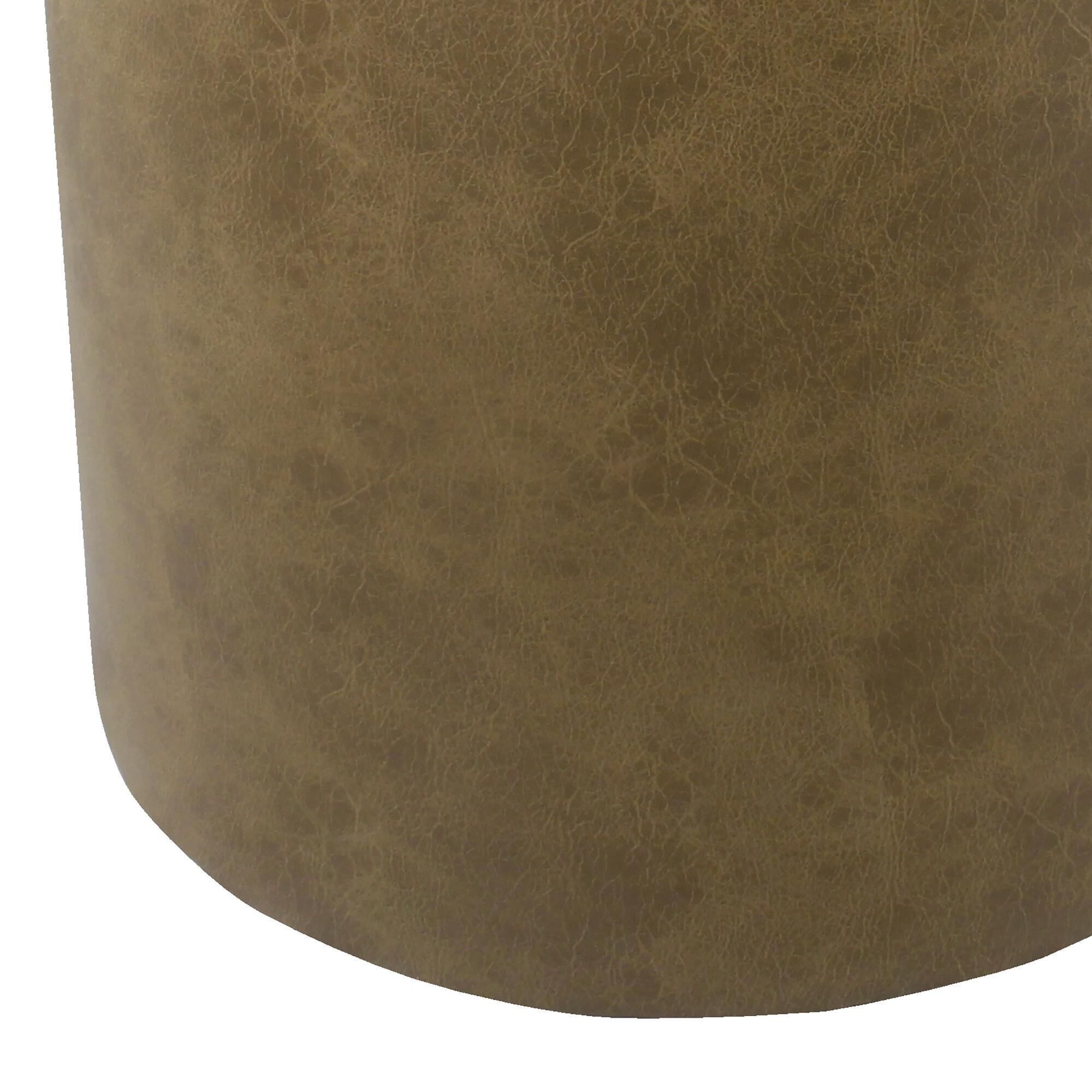 Kinfine Faux Leather Storage Ottoman with Wood Top in Light Brown