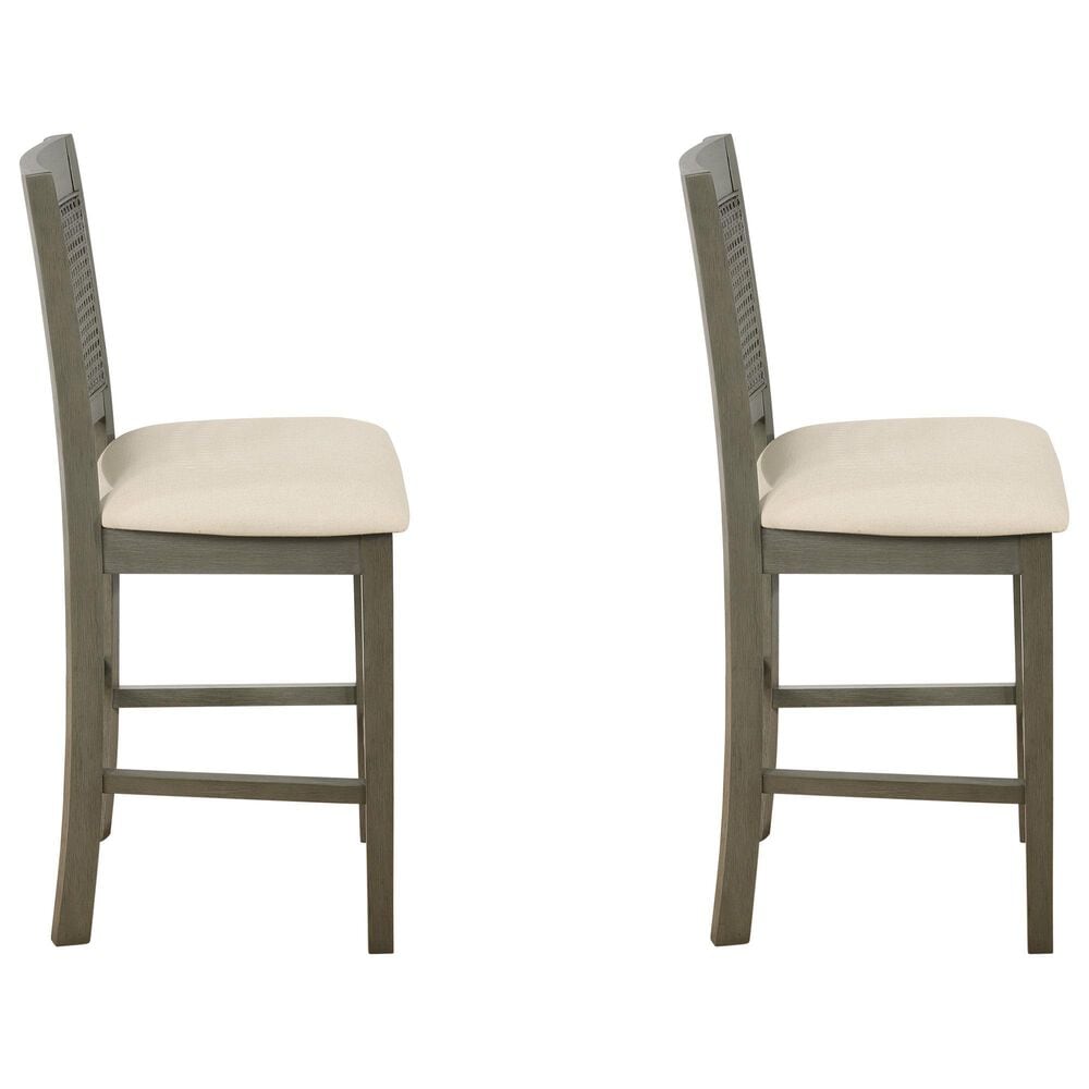 Office Star Products Walden 24&quot; Cane Back Counter Stool in Antique Grey &#40;Set of 2&#41;, , large