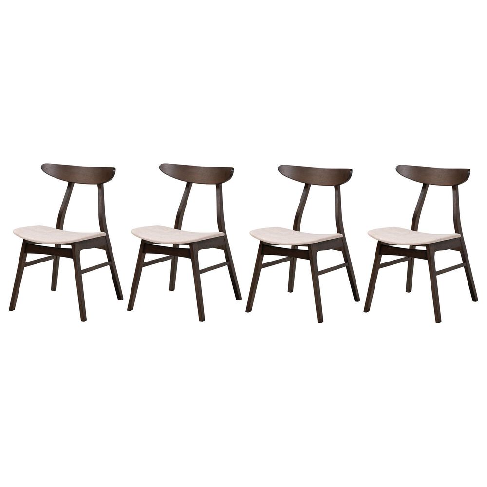 Baxton Studio Britte Side Chair with Beige Cushion in Dark Oak Brown (Set of 4), , large