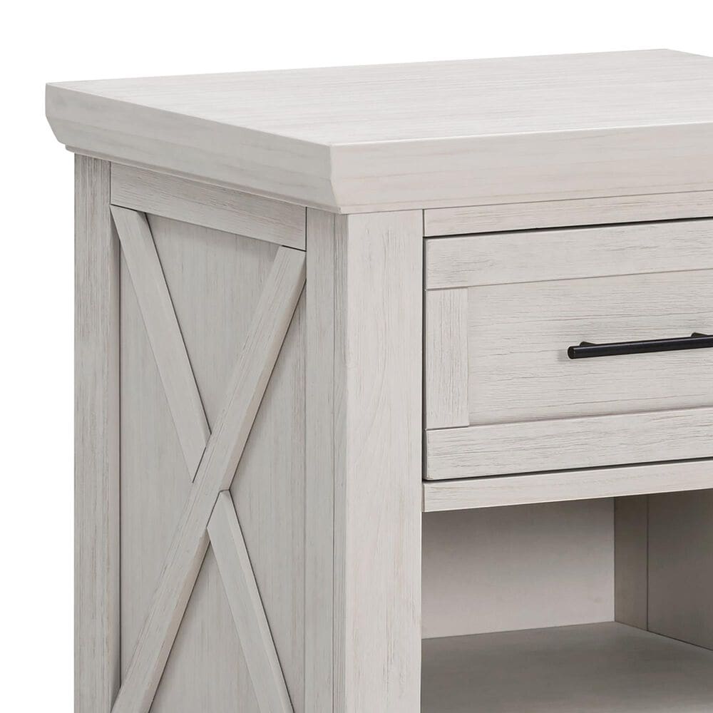 DaVinci Emory Farmhouse 1-Drawer Nightstand in White Driftwood, , large