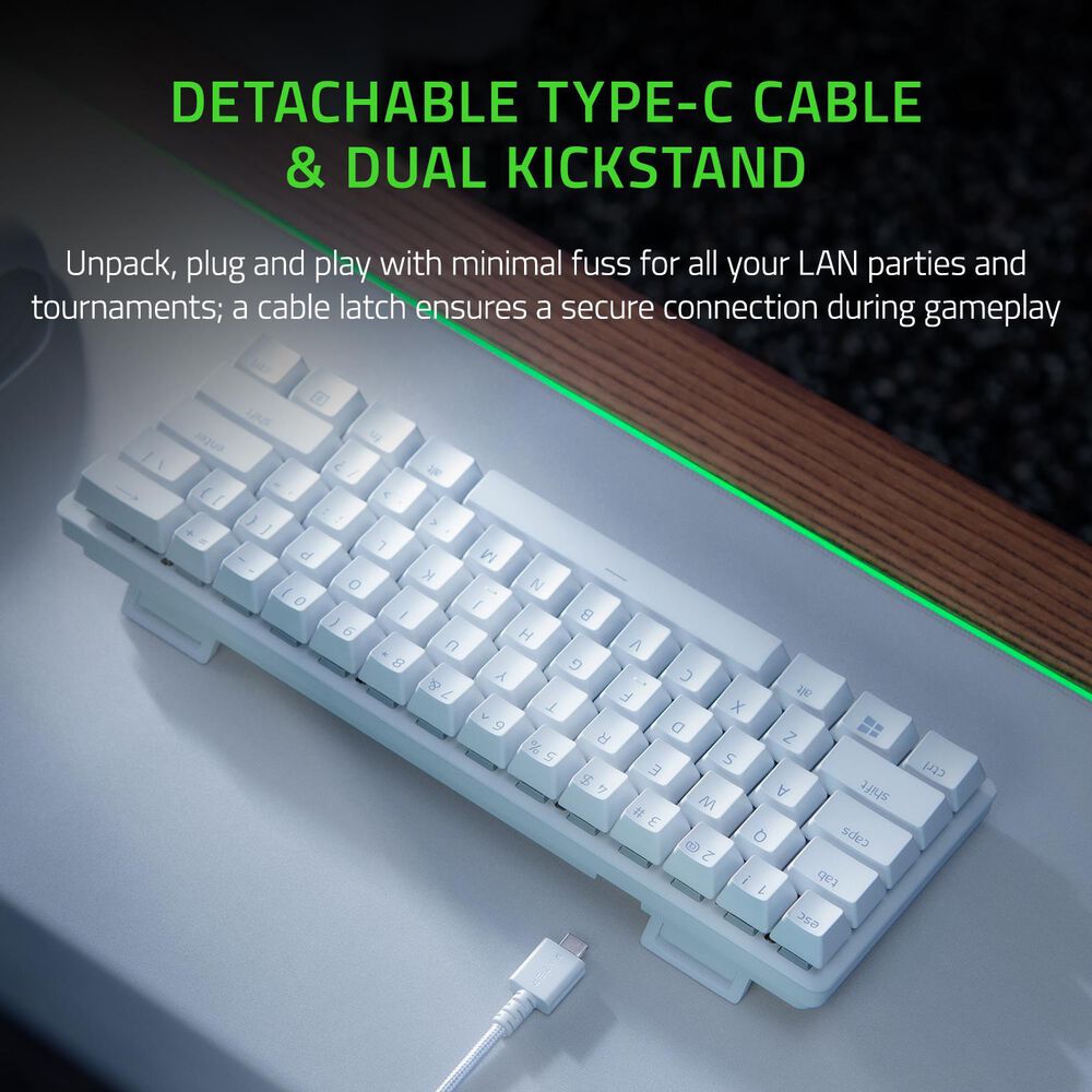 Razer Huntsman Mini 60% Gaming Keyboard - Clicky Optical Switch - Mercury White, , large