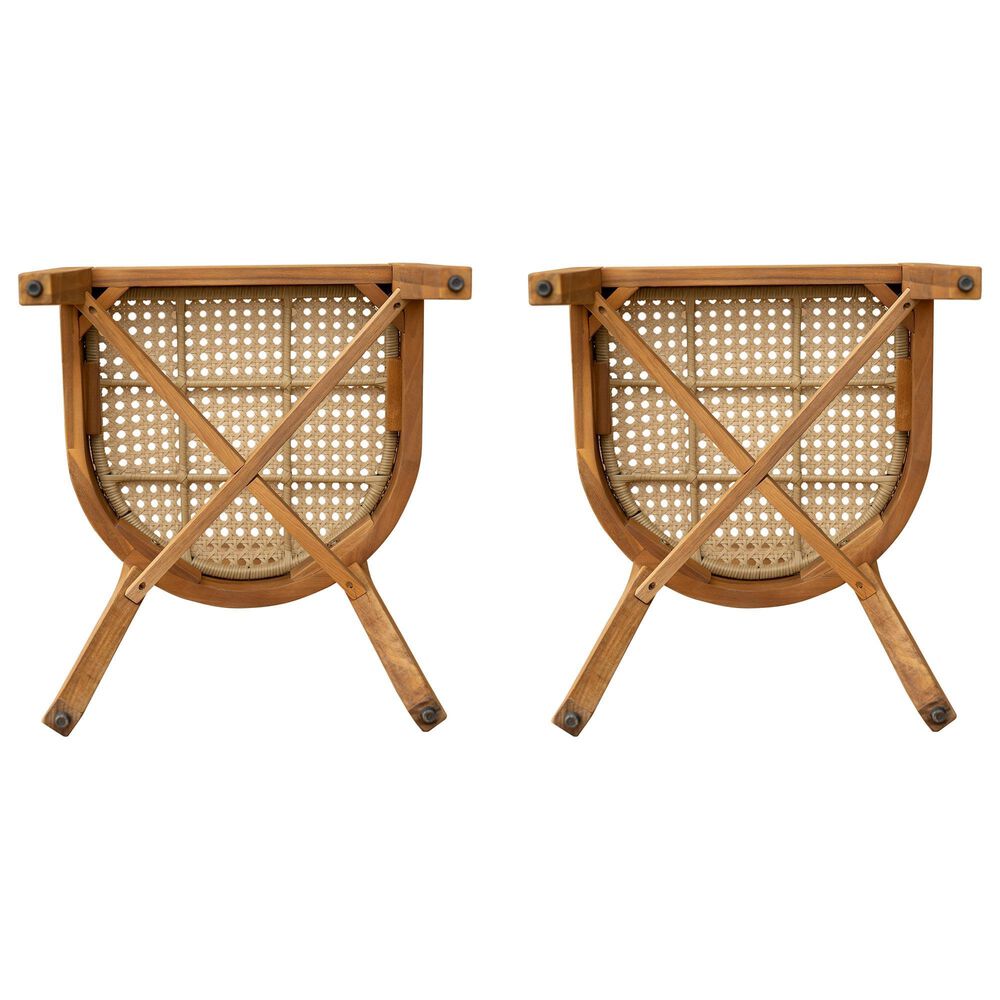 Hearth and Haven Netro Outdoor Dining Chair in Light Brown and Teak (Set of 2), , large