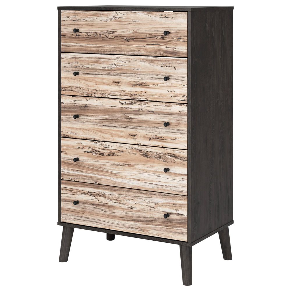 Ashley Piperton 5-Drawer Chest in Brown and Dark Charcoal, , large