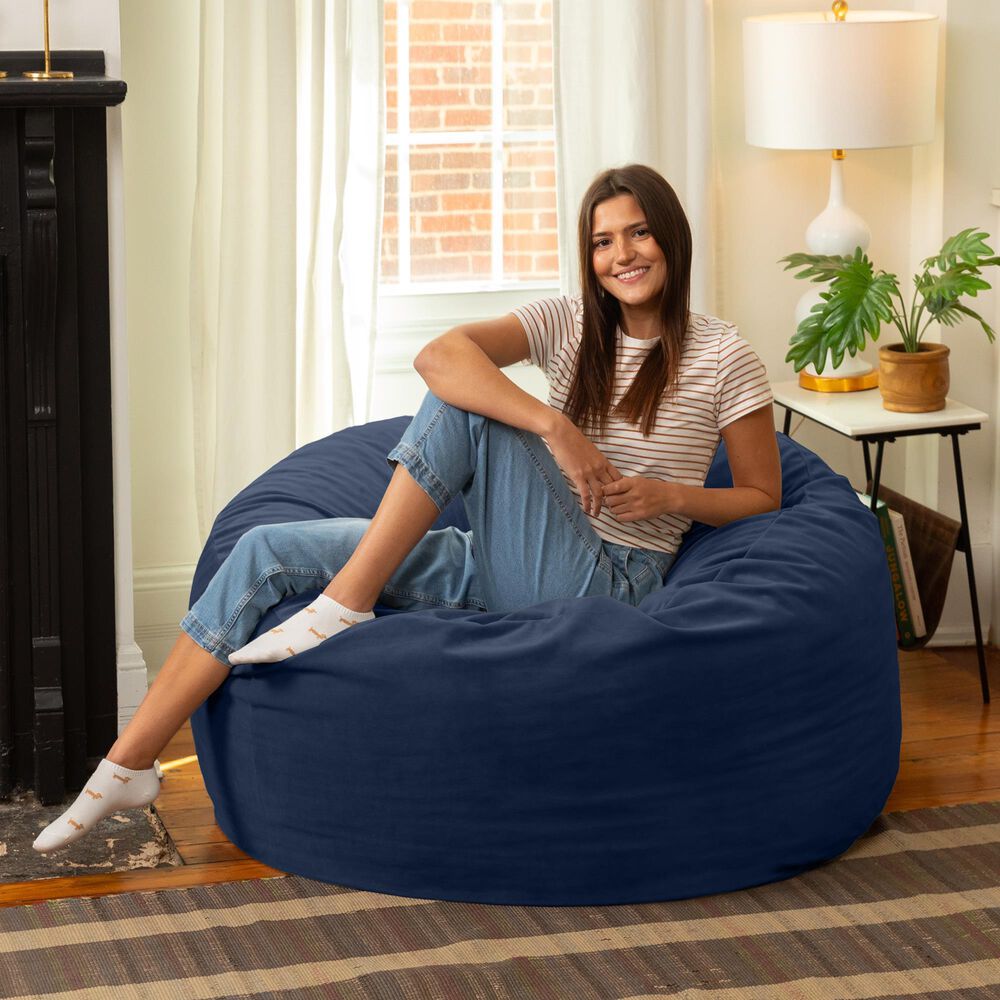 Jaxx Saxx 4&#39; Large Round Bean Bag Chair in Navy Blue, , large